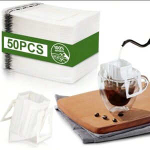 50 pcs Coffee Filter Papers,Drip Coffee Powder Filter Bag